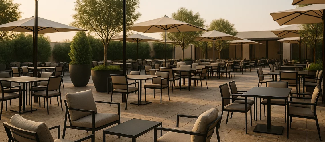 طراحی حرفه‌ای فضای باز کافه و رستوران با تمرکز بر چیدمان، انتخاب مبلمان، نورپردازی، آسایش مشتری و افزایش سود. راهنمای اجرای یک فضای باز موفق.